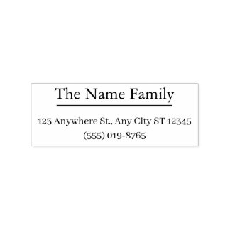 Classic Underline Family Return Address Personal Rubber Stamp