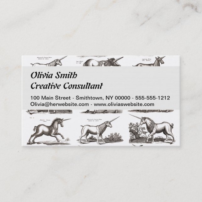 Classic Unicorn Antique Mythical Magical Creature Business Card (Front)