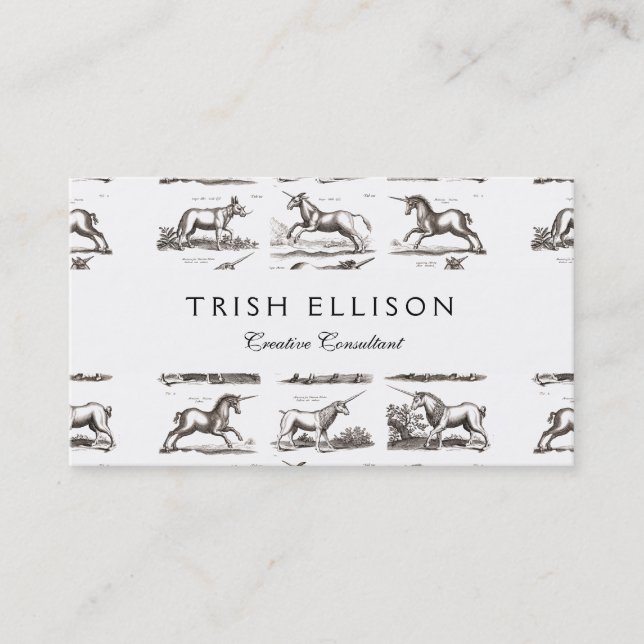 Classic Unicorn Antique Mythical Magical Creature Business Card (Front)