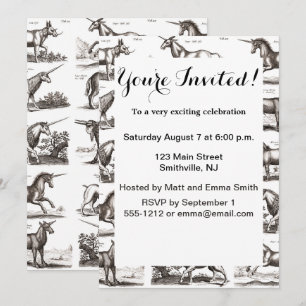 Classic Unicorn Antique Mythical Magical Creature Invitation