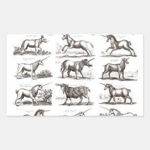 Classic Unicorn Antique Mythical Magical Creature Rectangular Sticker