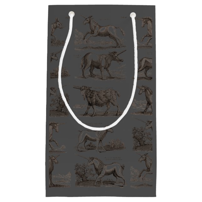 Classic Unicorn Antique Mythical Magical Creature Small Gift Bag (Front)
