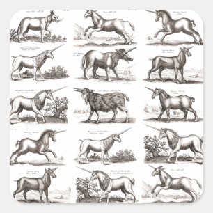 Classic Unicorn Antique Mythical Magical Creature Square Sticker