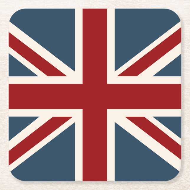 Classic Union Jack Flag Square Paper Coaster (Front)