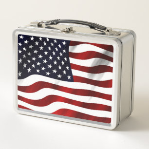 CLASSIC UNITED STATES OF AMERICA FLAG METAL LUNCH BOX