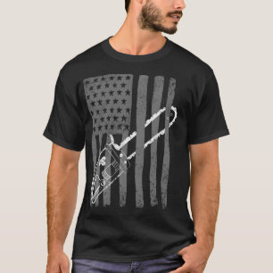 Classic US Flag Chainsaw Cute Woodworker Funny Log T-Shirt