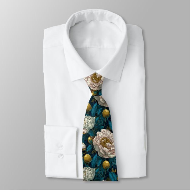 Classic Valentine Gifts For Boyfriend Peonies Flor Tie (Tied)