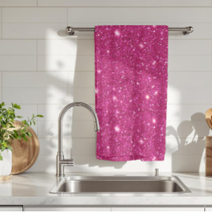 Classic Valentine Trendy Pink Glitter Style Tea Towel