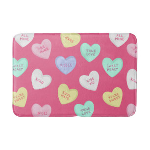 Classic Valentine's Candy Hearts Bath Mat