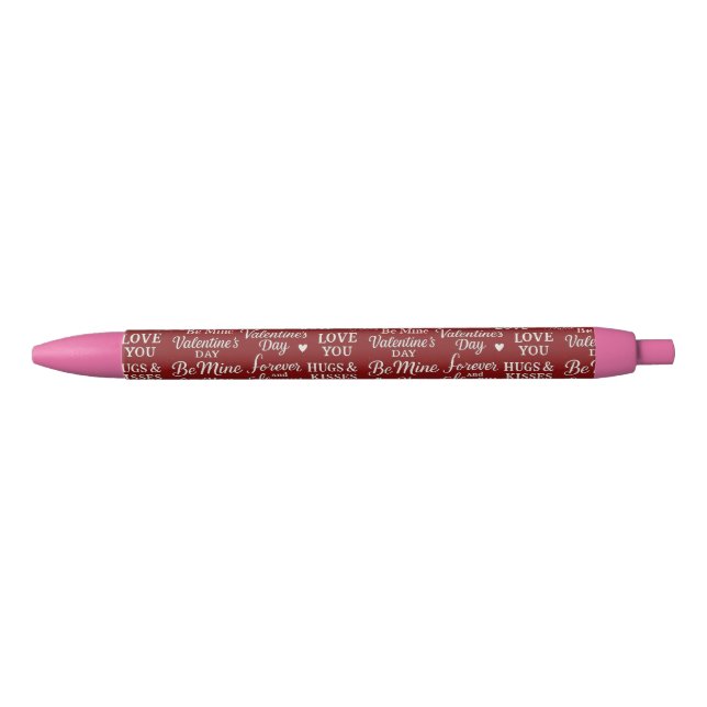 Classic, Valentine's Day phrases in pattern Black Ink Pen (Front)
