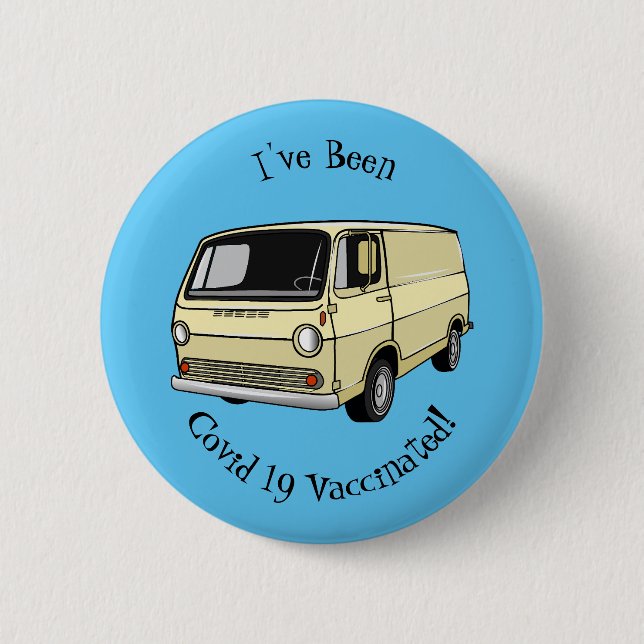 Classic van cartoon illustration 6 cm round badge (Front)