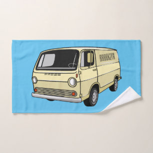 Classic van cartoon illustration bath towel set