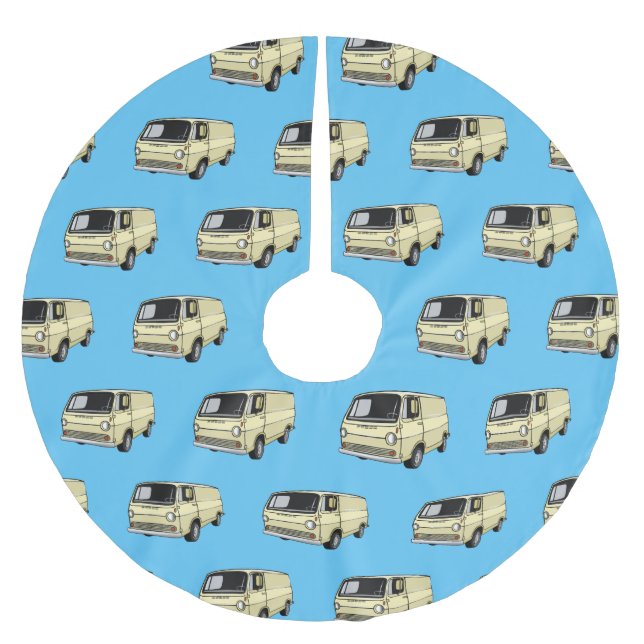 Classic van cartoon illustration brushed polyester tree skirt (Front)