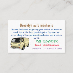 Classic van cartoon illustration business card