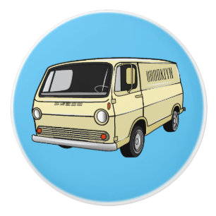 Classic van cartoon illustration ceramic knob