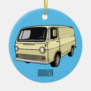 Classic van cartoon illustration ceramic tree decoration