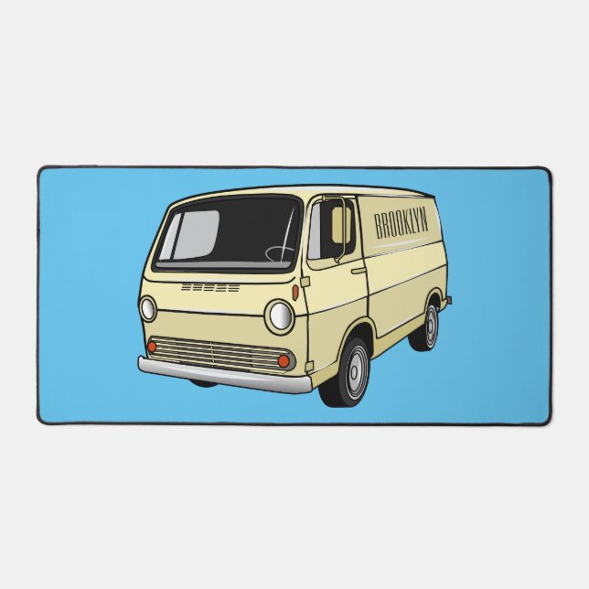 Classic van cartoon illustration desk mat (Front)