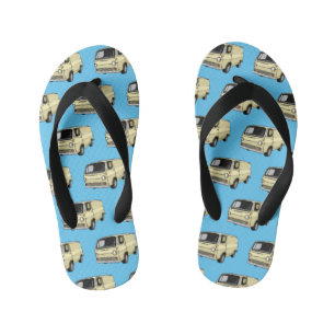 Classic van cartoon illustration kid's flip flops