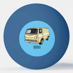 Classic van cartoon illustration ping pong ball