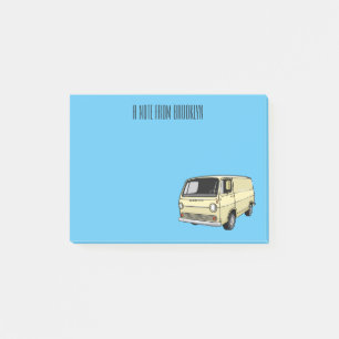 Classic van cartoon illustration post-it notes