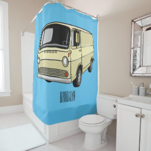Classic van cartoon illustration shower curtain