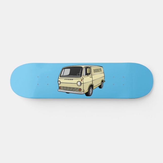 Classic van cartoon illustration skateboard (Horz)