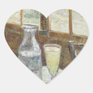 Classic Van Gogh Paris Cafe Absinthe Art Heart Sticker