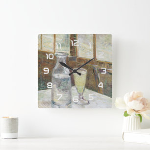 Classic Van Gogh Paris Cafe Absinthe Art Square Wall Clock