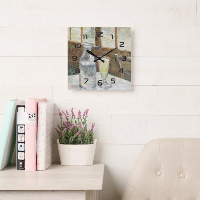 Classic Van Gogh Paris Cafe Absinthe Art Square Wall Clock (Reading Room)