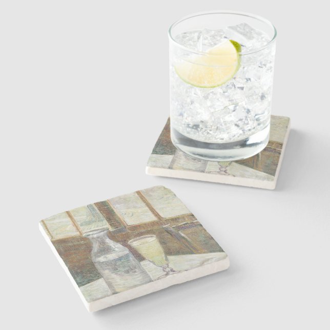 Classic Van Gogh Paris Cafe Absinthe Art Stone Coaster (Side)