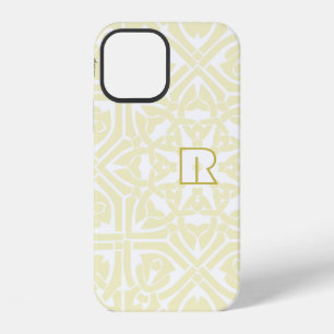 Classic Vanilla and White Elegant Frame Red Text iPhone 12 Case