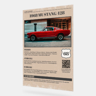 Classic Vehicle car show Spec board Acrylic Sign
