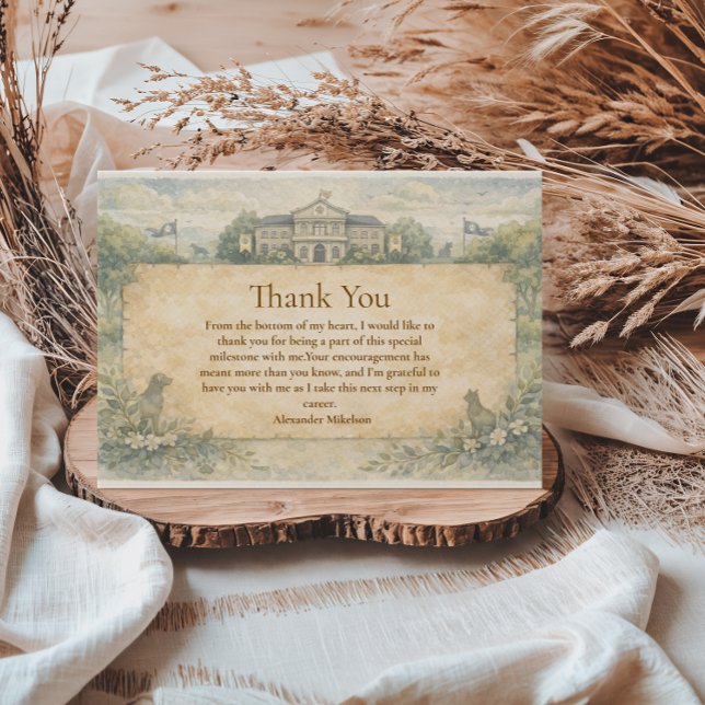 Classic Veterinary School Graduation Thank You Card (Creator Uploaded)