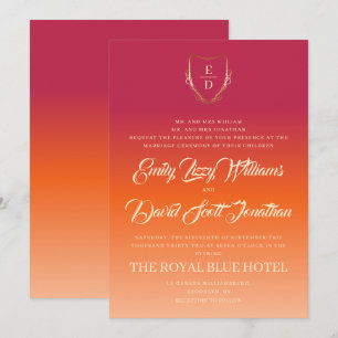 Classic Vibrant Summer Wedding Burgundy Orange Invitation
