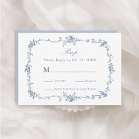 Classic Victorian Blue Floral Frame Wedding