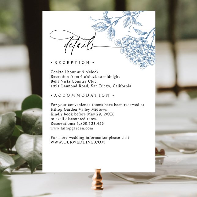 Classic Victorian Blue Floral Wedding Enclosure Card (Creator Uploaded)