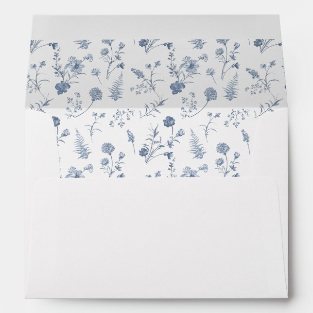 Classic Victorian Blue French Garden Chic Wedding Envelope (Back (Bottom))