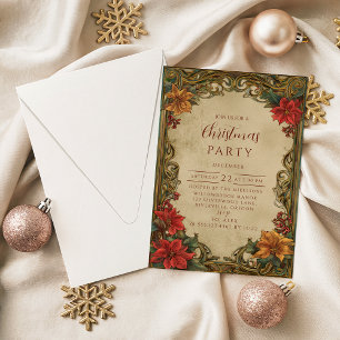 Classic Victorian Christmas Florals Invitation