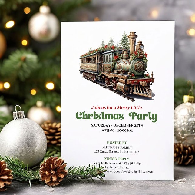 Classic Victorian Christmas Train Party Invitation (Classic Victorian Christmas Train Party Invitation)