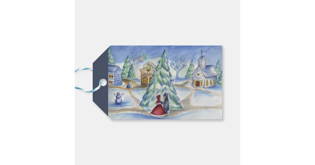 Classic Victorian Christmas Village Gift Tags | Zazzle.co.uk