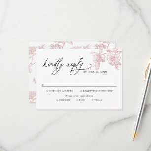 Classic Victorian Floral Meal Options Wedding RSVP