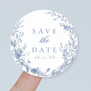 Classic Victorian French Wedding Save The Date Round Sticker