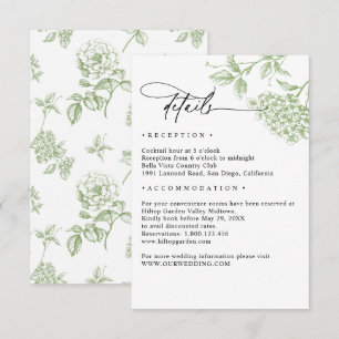 Classic Victorian Green Floral Wedding Details Enclosure Card