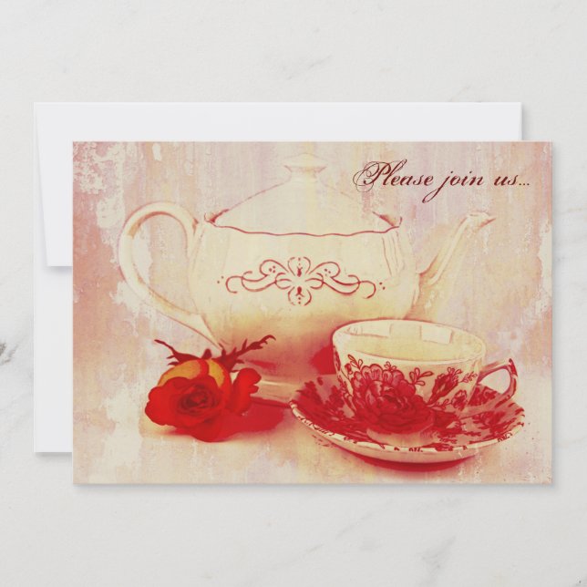 Classic victorian grunge tea party invitation (Front)