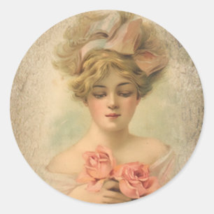 Classic Victorian Lady With Roses Stickers