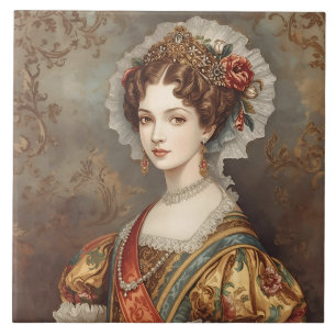 Classic,Victorian , Noblewoman with Luxurious Gown Tile