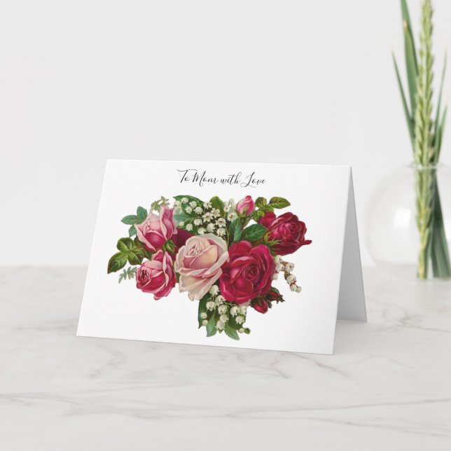 Classic Victorian Roses Lily of the Valley Romance Card (Front)