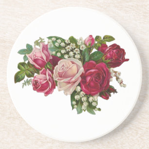 Classic Victorian Roses Lily of the Valley Romance Coaster