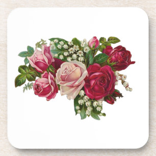 Classic Victorian Roses Lily of the Valley Romance Coaster