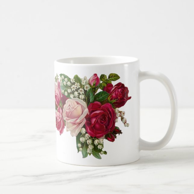 Classic Victorian Roses Lily of the Valley Romance Coffee Mug (Right)